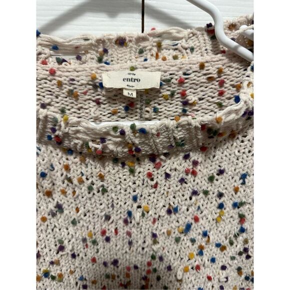 Entro Womens Sweater Cropped Knit Long Sleeve Rainbow Confetti Medium - Picture 3 of 9